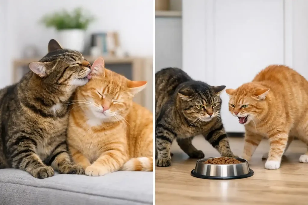 Señales corporales de agresividad en gatos - Gato mostrando orejas hacia atrás lomo arqueado y cola erizada