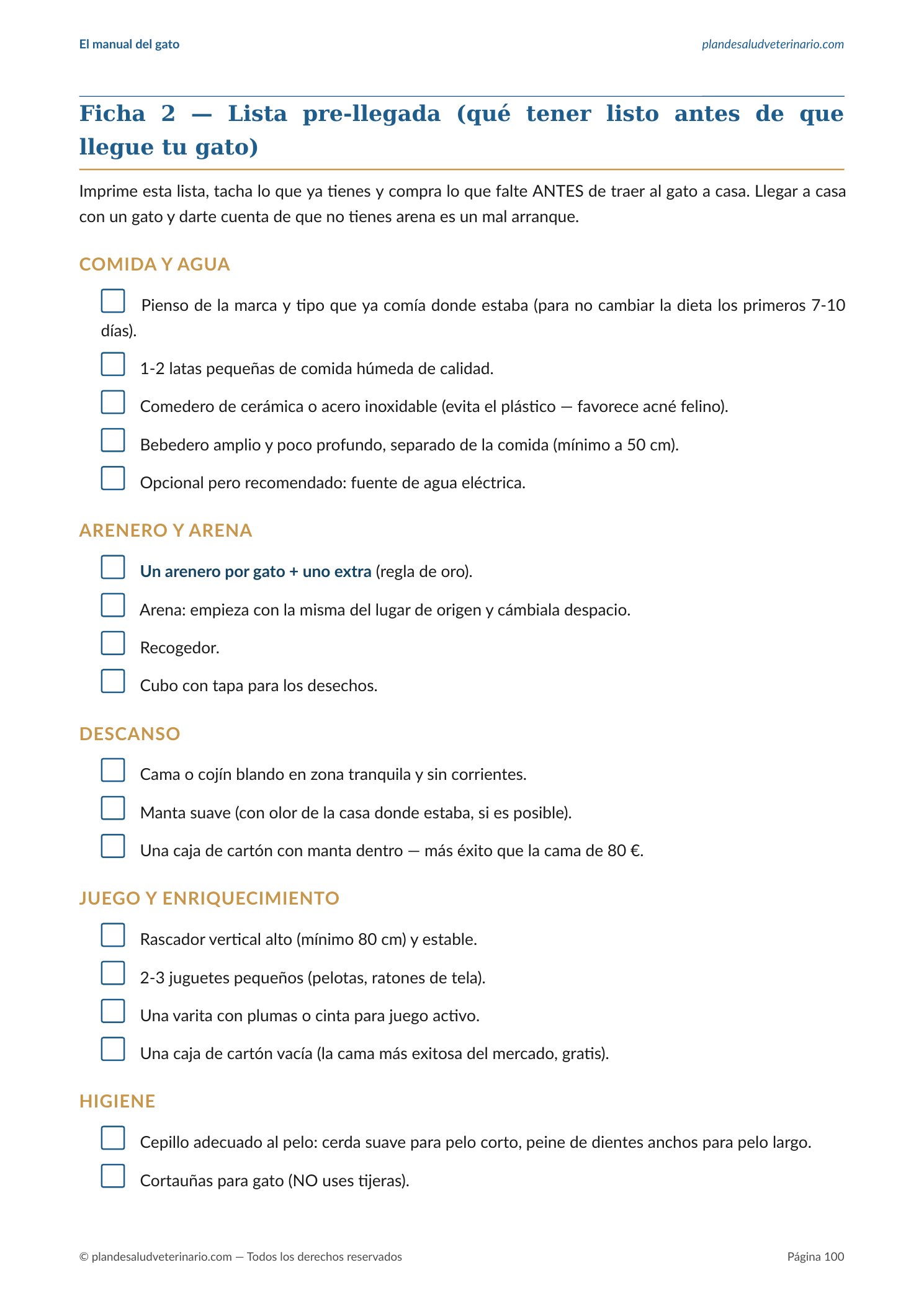 Ficha imprimible: lista pre-llegada
