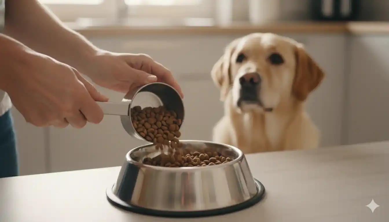 Cachorro comiendo de su cuenco — alimentación del cachorro de 0 a 12 meses